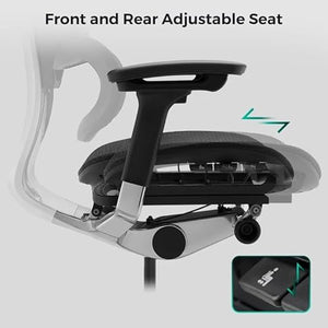 Loniko 743-Plus Big & Tall Ergonomic Office Chair with Lumbar Support, Headrest, and Footrest