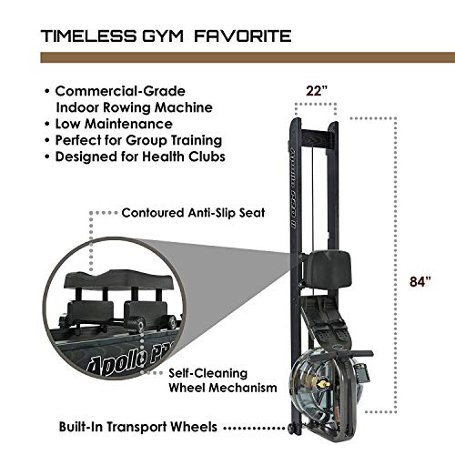 First Degree Fitness Apollo II Reserve AR Indoor Water Rowing Machine, Black