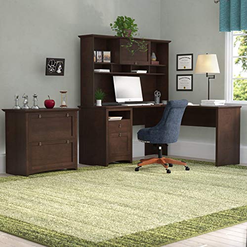 Desk with Hutch and Filing Cabinet Set