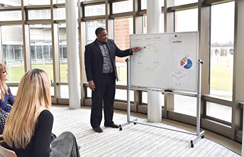 Luxor 48"W X 36"H Double Sided Mobile Magnetic Whiteboard - 1 Pack