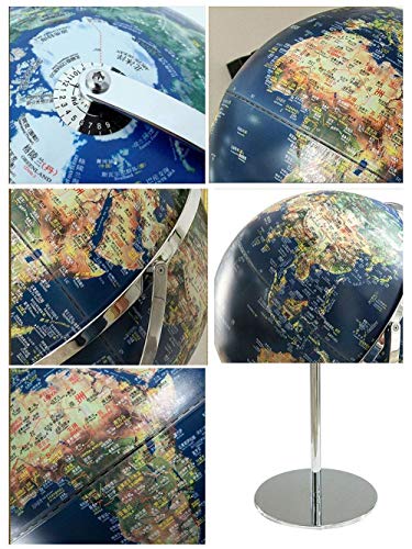 HXHBD Floor Standing World Globe, Three Dimensional Relief Globe Standing Earth Globe Office Studyroom Living Room Decoration Ornament Gift,Chinese and English map/80