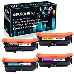 4-Pack (BK/C/M/Y) 649X | CE260X 648A | CE261A CE262A CE263A Compatible Toner Cartridge Replacement for HP Laserjet Enterprise CP4025n CP4525n CP4525xh CM4540 MFP CM4540fskm MFP Printer,Sold by TopInk