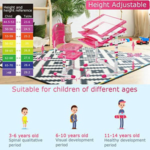 YIE Pink Adjustable Children's Desk and Chair Set (Color : Default)