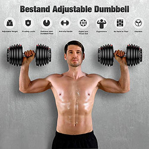 Bestand Adjustable Dumbbell, Fast Adjust Weight Dumbbell Barbell 5-52.5lb Free Weight Dumbbell Suit for Man Women Training Equipment Exercise Strength Core Fitness Dumbbells Set (Pair)