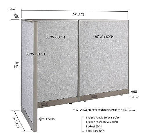 GOF Freestanding L Shaped Office Partition - Large Fabric Room Divider Panel