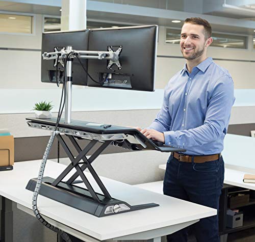 Fellowes Lotus Sit-Stand Workstation Desk, Adjustable, Pre-Assembled, Black