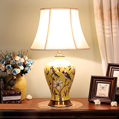 505 HZB Chinese Modern Copper Ceramic Desk Lamp, Bedroom Bedside Cabinet Lamp, Living Room Study Desk Lamp