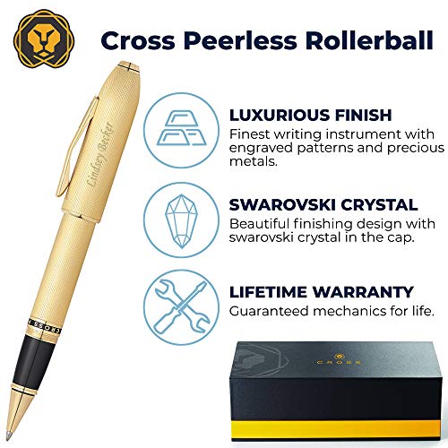Cross Pen | Engraved Cross Peerless 125 Rollerball - 23K Gold Plated Pen. Custom Engraving of a Name or Message by Dayspring Pens Included for a Unique Luxury Gift Pen.