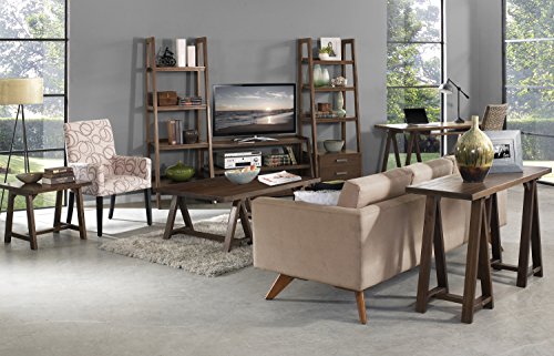 SIMPLIHOME Sawhorse SOLID WOOD Modern Industrial 60 inch Wide Home Office Desk, Writing Table, Workstation, Study Table Furniture in Medium Saddle Brown