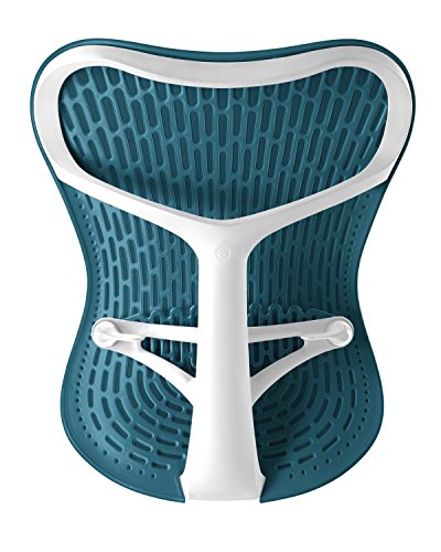 Herman Miller Mirra 2 Office Chair Tilt Limiter - Adjustable Arms and Seat - Dark Turquoise Butterfly Suspension Latitude Back with Studio White Frame Fog Base - Adjustable Lumbar Support - C7 Hard Floor Casters