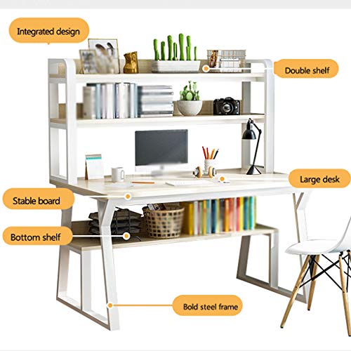 Zzmop Computer Desk with 3-Layer Storage Shelf,Laptop Notebook Study Writing Table,PC Workstation,for Home Office.