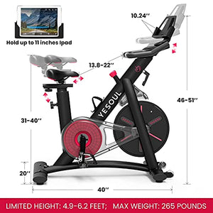 YESOUL Smart Connect Exercise Spin Bike Stationary with Bluetooth Armband, Magnetic Resistance Belt Drive Commercial Indoor Cycling Bike with Heart Rate Monitor App, Tablet Holder (Black)