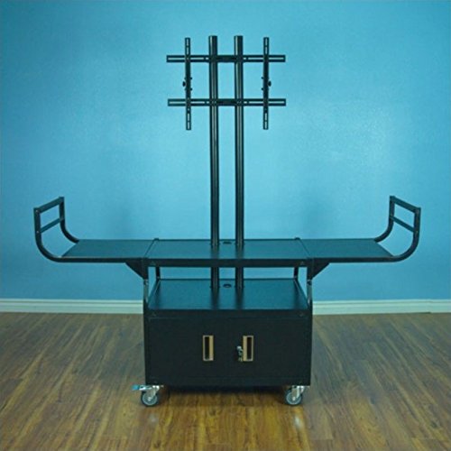 VTI Large Flat Panel 80" Monitor Cabinet Cart in Powder Paint