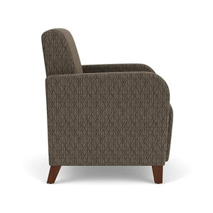 Lesro Siena Fabric Lounge Reception Guest Chair in Brown/Walnut