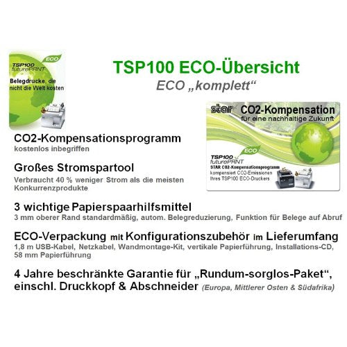 Star Micronics TSP 143IIU ECO - Receipt Printer - Two-Color - Direct Thermal - Roll (3.15 in) - 203 dpi - USB