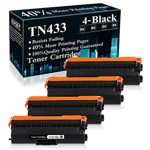 4 Black TN433 / TN433BK Toner Cartridge Replacement for Brother HL-L8260CDW L8360CDW L8360CDWT L9310CDW L9310CDWTT DCP-L8410CDW MFC-L8610CDW L8900CDW L8690CDW L9570CDW Printer,Sold by TopInk