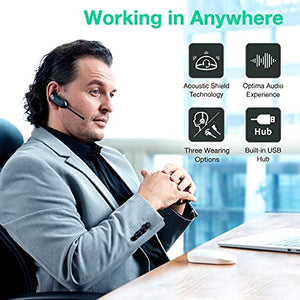 Yealink WH67 Wireless DECT Headset - Teams Certified, Mono Office Headset - USB & Bluetooth Connectivity - Speakerphone - 7 Hrs Talktime - 394 ft Range