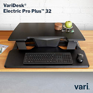 VariDesk Electric Pro Plus 32 by Vari - Flexible Standing Desktop Converter - Quick Sit to Stand Desk Riser with Touch Button Adjustment - No Assembly Required (Black)