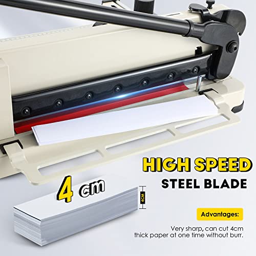 CGOLDENWALL 12" Heavy Duty Paper Cutter Industrial Guillotine Paper Trimmer, Cutting Ability up to 444 Sheets, Alsp Applied for Normal Paper Leather Non-Woven Fabrics