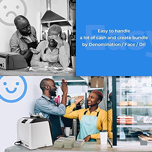 MUNBYN Dual Money Counter Machine Mixed Denomination and Sorter, Sort on DENOM/FACE/ORI, Value Counting, Counterfeit Detection 2 CIS/UV/MG/IR, Print Enabled, Mixed Bill Counter for Business, Bank