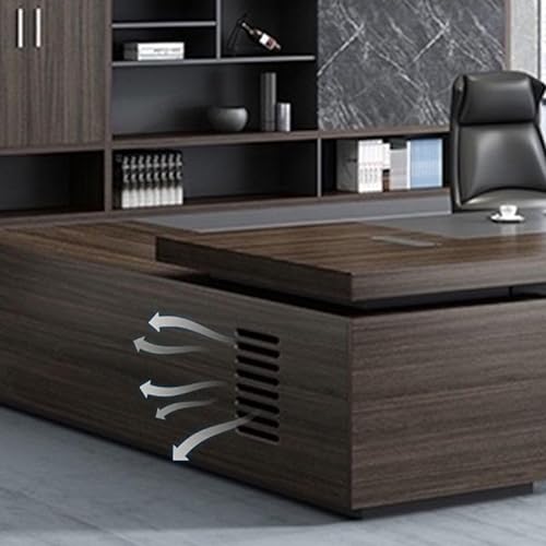 KWOKING Long Executive Desk Brown - Full Assembly Required - Office Furniture 71" L x 63" W x 30" H
