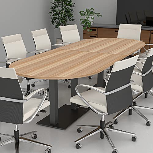 SKUTCHI DESIGNS INC. 10' Racetrack Conference Table | Matte Black Base | Harmony Series | 10 Person | Sea Salt