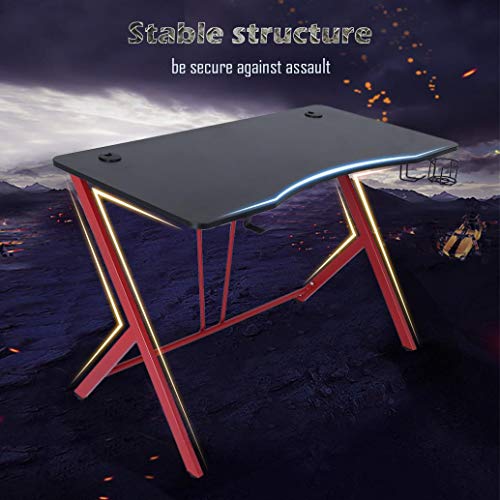 AUSPUM Gaming Desk 47.2Inch Computer Desk Gaming Table,Pc Gaming Workstation Home Office Desk with Headphone Hook (D)