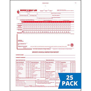 2-in-1 Driver Daily Log Book 25-pk. with Detailed Driver Vehicle Inspection Report - Book Format, 2-Ply Carbonless, No Recap, 8.5" x 11", 31 Sets of Forms Per Book - J. J. Keller & Associates
