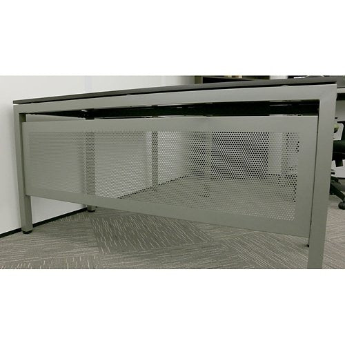 at Work 72"W x 72"D Reversible LDesk Espresso Laminate/Brushed Nickel Painted Steel Frame