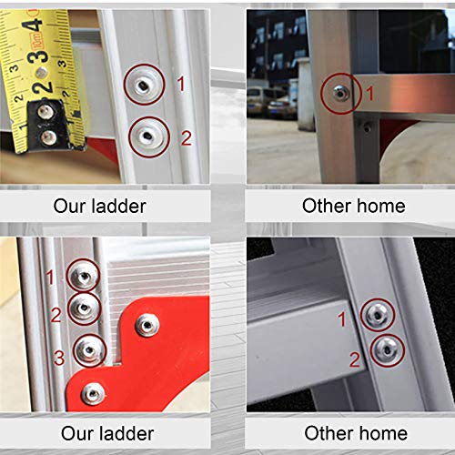 QDY Silver Aluminum Folding Ladder 4 Steps Stool with Anti-Slip Pedal