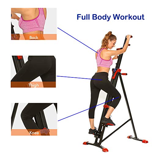 Aceshin Vertical Climber Machine, Home Gym Exercise Folding Climbing Machine,Indoor Vertical Climbing Exercise Machine, Fitness Stepper for Whole Body Cardio Workout Training (Red)