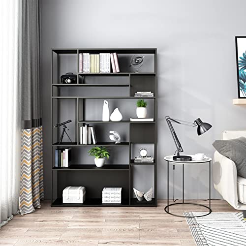 RASHIV Floor-to-Ceiling Wrought Iron Bookshelf (Black 120 * 30 * 180cm)