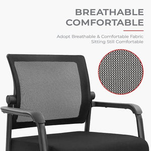 KLASIKA Adjustable Mesh Backrest Waiting Room Chairs with Wheels, Ergonomic Lumbar Support, 8 Pack Black