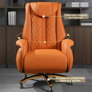 None Heated Executive Reclining Office Chair with Footstool and Neck Support (Color: D, Size: As Shown)