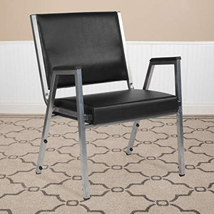 EMMA + OLIVER 4 Pack Black Antimicrobial Vinyl Bariatric Medical Reception Arm Chair