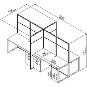 Bush Business Furniture Easy Office 4 Person Cubicle Desk with File Cabinets, 66H Panels - 60Wx60H, Mocha Cherry