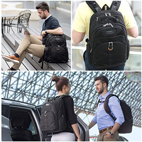 EVERKI Atlas Travel Friendly Laptop Backpack, 11-Inch to 15.6-Inch Adaptable Compartment (EKP121S15), Black