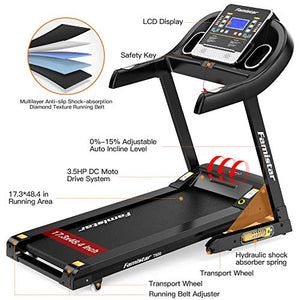 Famistar 3.5HP Folding Treadmill, 15% Auto Incline 300LBS Capacity Running Machine with Smart Shock-Absorbing System, 9.94 MPH, 12 Programs, Easy Assembly&Space Saving for Home Office Workout