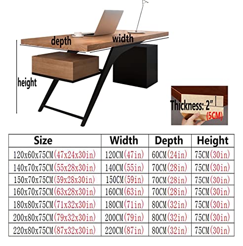 cxkjp Solid Wood Computer Desk with Drawers, Home Office Industrial Furniture - 220x90x75cm