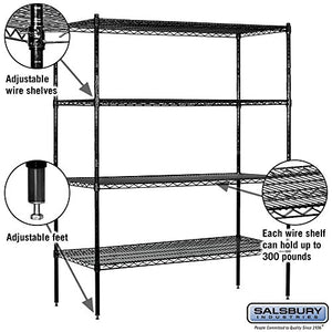 Salsbury Industries Stationary Wire Shelving Unit, 60-Inch Wide by 74-Inch High by 18-Inch Deep, Black