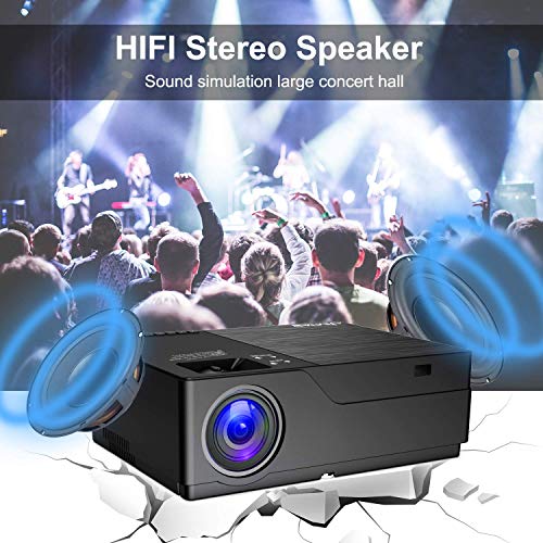 JIMTAB M18 Native 1080P LED & Video Projector, 4500 Lux HD Projector with 300”Display Support AV,VGA,USB,HDMI, Compatible with Xbox,Laptop,iPhone and Android for Academic Display (Dark Star)