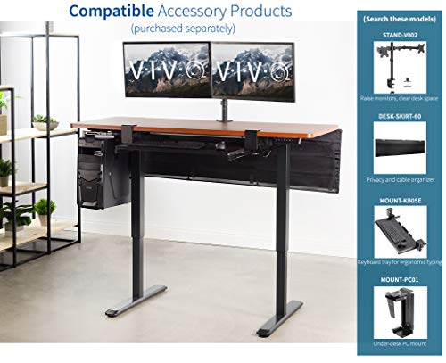 VIVO Electric Height Adjustable 60 x 24 inch Memory Stand Up Desk, Dark Walnut Solid One-Piece Table Top, Black Frame, Standing Workstation with Preset Controller, DESK-KIT-1B6D