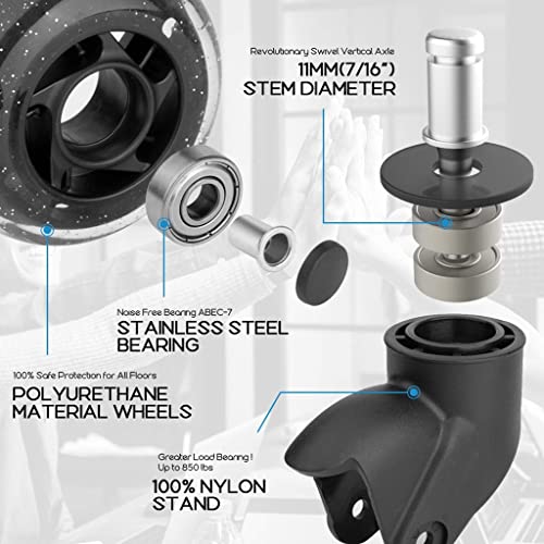 5pcs 3" Universal Mute Office Chair Caster Wheels