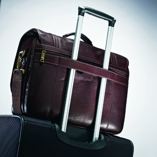 Samsonite Colombian Leather Flapover Briefcase, Brown, One Size