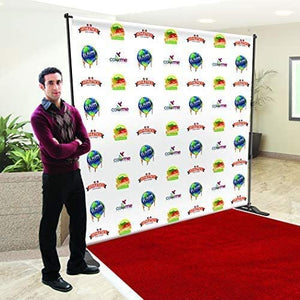 Custom Step and Repeat Backdrop Fabric Banner 9.0OZ 10x8 Stand Inlcuded Full Color Business Events NO RED Carpet (10'x8' FT)