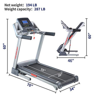 RUNOW 6631CA Folding Treadmill for Home with Auto Incline, Bluetooth Speaker, Large LCD Display Console, Electric Running and Walking Machine with 40 Programs, 3.5HP Foldable Treadmill