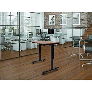 Luxor Furniture Crank Adjustable Stand Up Desk - 59" L x 29.5" W x 29.5" H,Black/Teak