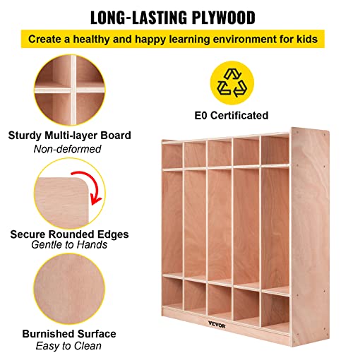 Happybuy 5-Section Classroom Coat Locker with Cubbies and Casters