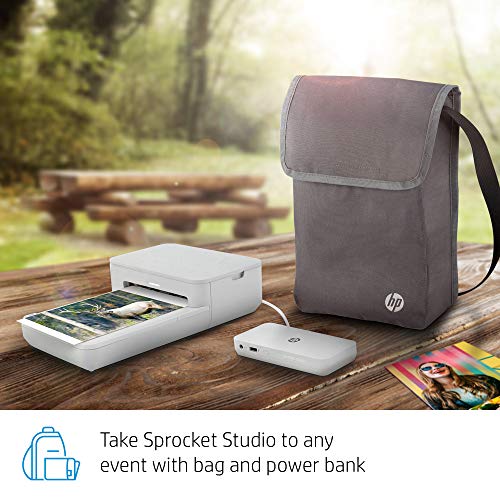 HP Sprocket Studio 4x6” Instant Photo Printer – Print Photos from Your iOS, Android Devices & Social Media - Paper, Ink & Charger Bundle