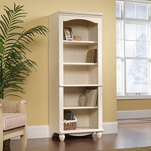 Sauder Harbor View Library/Book Shelf, Antiqued White Finish, 27.21" x 17.48" x 72.24